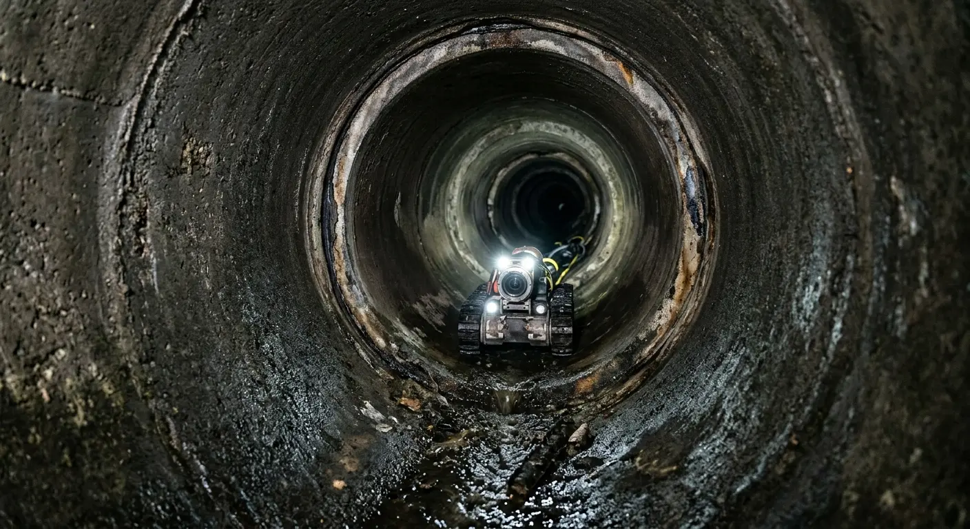 Robotic sewer camera inspecting pipe interior for Sewer Line Repair in Palm Springs